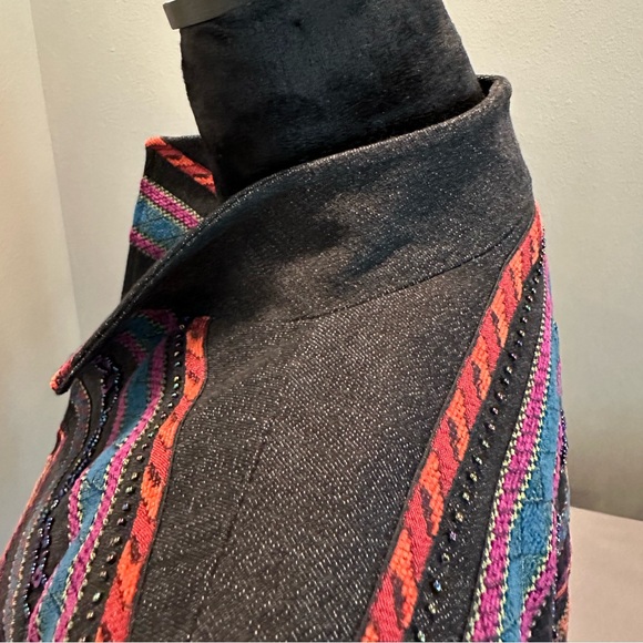 Coldwater Creek open front jacket, southwestern beaded sequin multicolor inserts - Picture 9 of 16